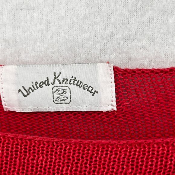 UNITED KNITWEAR Sweater Womens M Linen LBI 03 LONG BEACH ISLAND Pullover Red - Picture 10 of 16